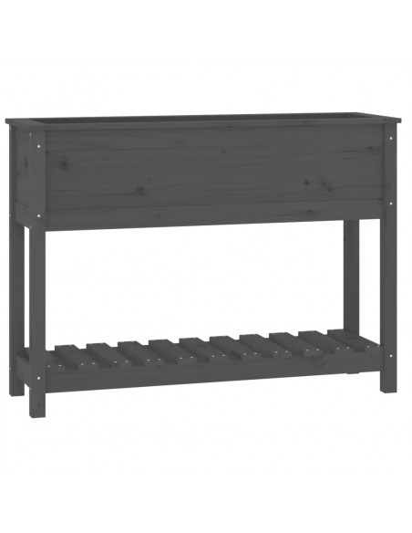Fioriera con Mensola Grigia 111,5x34,5x81cm Legno Massello Pino