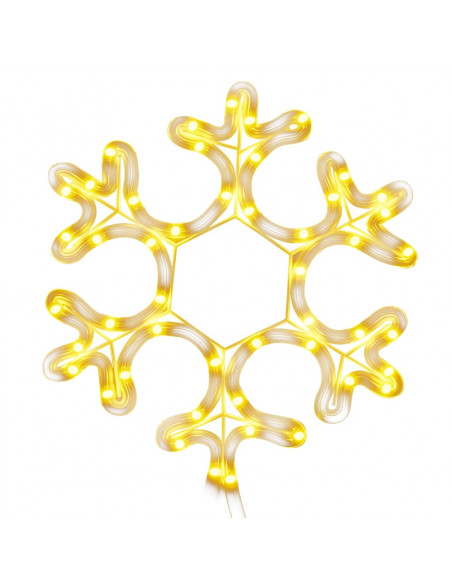 Figura Natalizia Fiocco di Neve con 48 LED Bianco Caldo 27x27cm