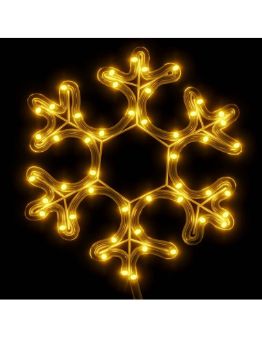 Figura Natalizia Fiocco di Neve con 48 LED Bianco Caldo 27x27cm