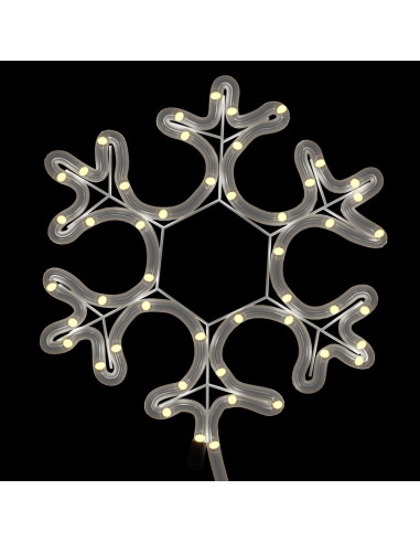 Figura Natalizia Fiocco di Neve con 48 LED Bianco Caldo 27x27cm