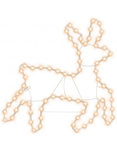 Figura Renna Natalizia con 72 LED Bianco Caldo 57x55x4,5 cm