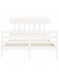 Giroletto con Testiera Bianco 140x190 cm in Legno Massello