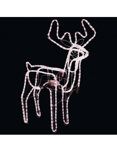 Figura Natale Renna Testa Mobile Bianco Freddo 76x42x87 cm