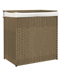 Cesto Portabiancheria con 2 Sezioni 53x35x57 cm Polyrattan 2