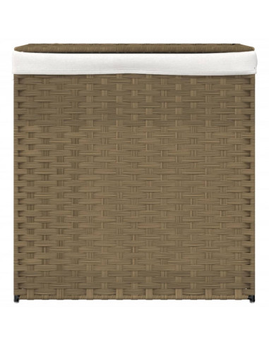 Cesto Portabiancheria con 2 Sezioni 53x35x57 cm Polyrattan