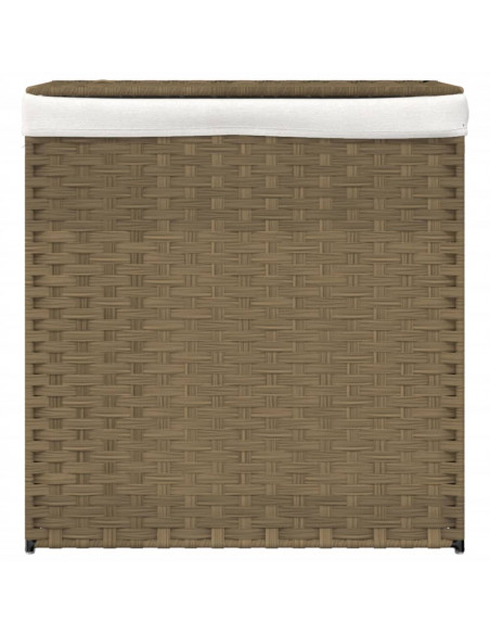 Cesto Portabiancheria con 2 Sezioni 53x35x57 cm Polyrattan
