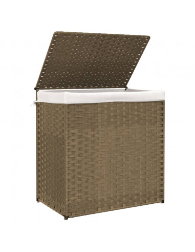 Cesto Portabiancheria con 2 Sezioni 53x35x57 cm Polyrattan