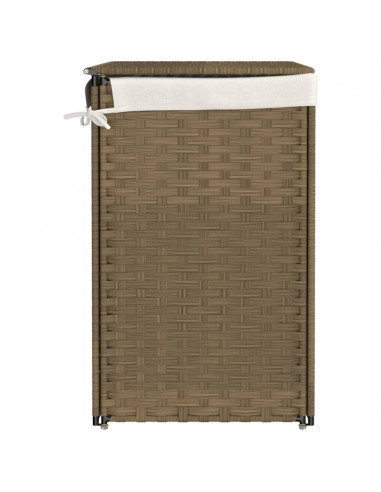Cesto Portabiancheria con 2 Sezioni 53x35x57 cm Polyrattan