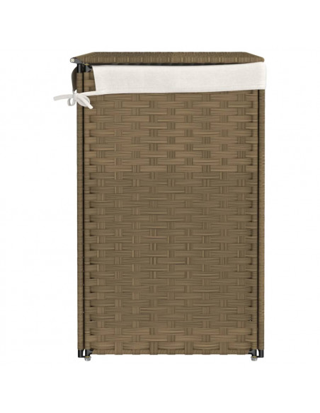 Cesto Portabiancheria con 2 Sezioni 53x35x57 cm Polyrattan