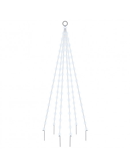Albero di Natale Pennone Bianco Freddo 108 LED 180 cm