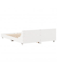 Giroletto con Testiera Bianco 140x190 cm in Legno Massello Pino