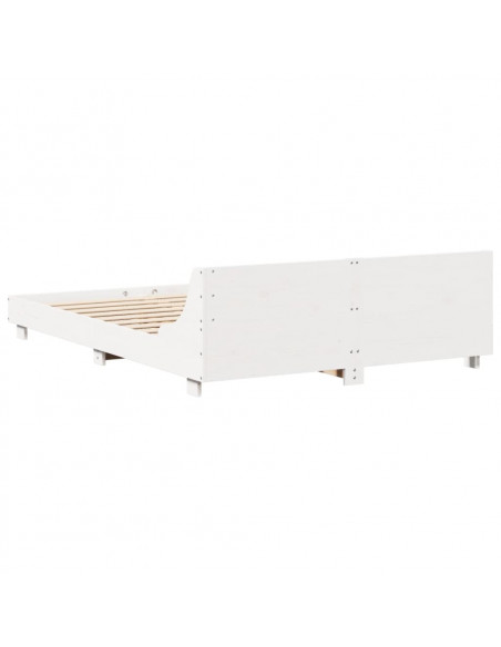 Giroletto con Testiera Bianco 140x190 cm in Legno Massello Pino