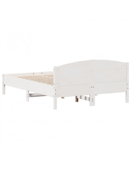 Giroletto con Testiera Bianco 140x190 cm in Legno Massello Pino
