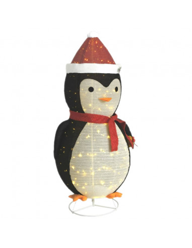 Figura Decorativa Pinguino Natale con LED Tessuto Lusso 180cm