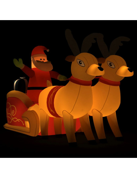 Decorazione Natalizia Babbo Natale e Renne Gonfiabili LED 130cm