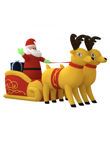 Decorazione Natalizia Babbo Natale e Renne Gonfiabili LED 130cm