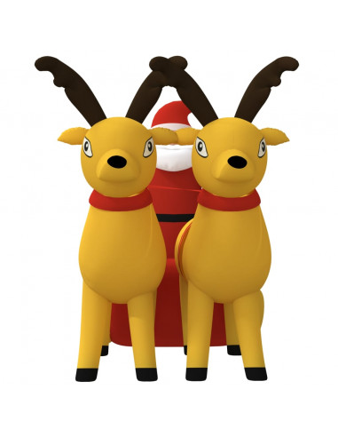 Decorazione Natalizia Babbo Natale e Renne Gonfiabili LED 130cm