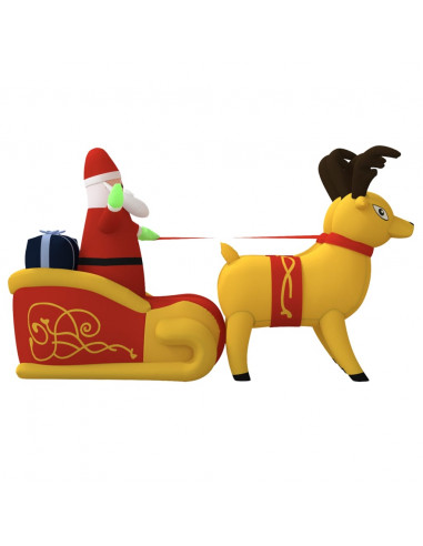 Decorazione Natalizia Babbo Natale e Renne Gonfiabili LED 130cm