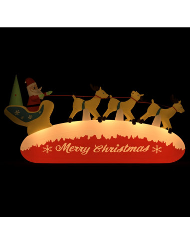 Decorazione Natalizia Babbo Natale e Renne Gonfiabili LED 145cm
