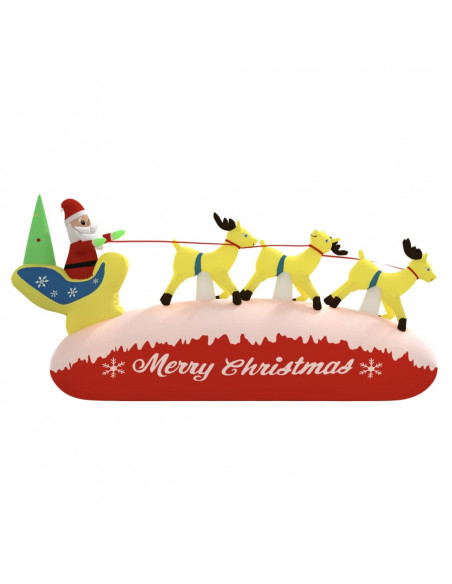 Decorazione Natalizia Babbo Natale e Renne Gonfiabili LED 145cm