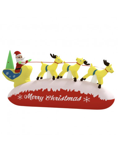 Decorazione Natalizia Babbo Natale e Renne Gonfiabili LED 145cm