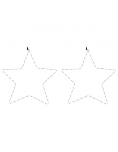 Figure Natalizie Stelle con 48 LED 2pz Bianco Caldo 56 cm