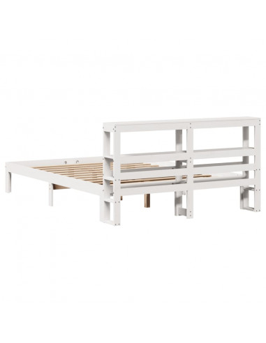 Giroletto con Testiera Bianco 140x200 cm Legno Massello di Pino