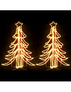 Figura Albero Natale Pieghevole LED 2pz Bianco Caldo 87x87x93cm 2