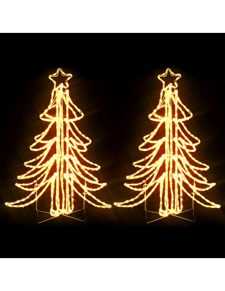 Figura Albero Natale Pieghevole LED 2pz Bianco Caldo 87x87x93cm