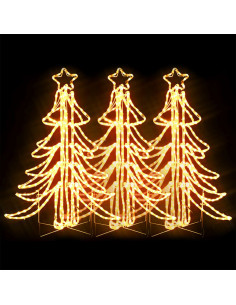 Figura Albero Natale Pieghevole LED 3pz Bianco Caldo 87x87x93cm 2