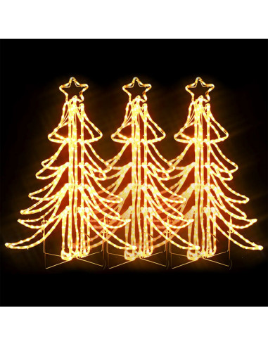 Figura Albero Natale Pieghevole LED 3pz Bianco Caldo 87x87x93cm