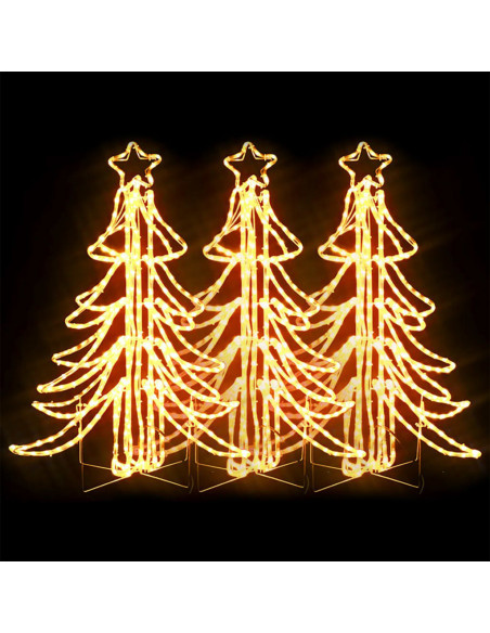 Figura Albero Natale Pieghevole LED 3pz Bianco Caldo 87x87x93cm