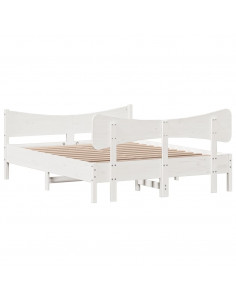 Giroletto con Testiera Bianco 140x200 cm Legno Massello di Pino