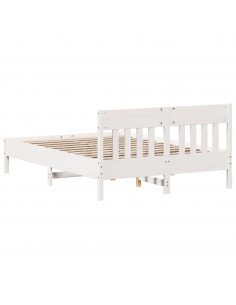 Giroletto con Testiera Bianco 140x200 cm Legno Massello di Pino