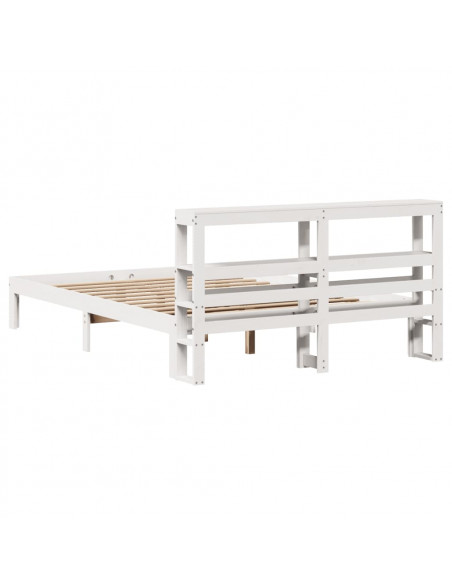 Giroletto con Testiera Bianco 150x200 cm Legno Massello di Pino