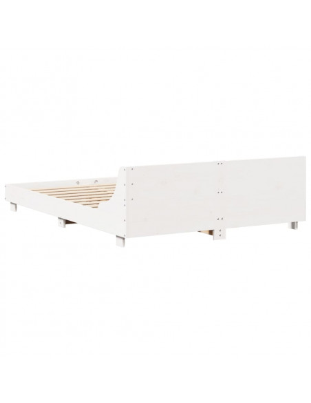 Giroletto con Testiera Bianco 150x200 cm Legno Massello di Pino