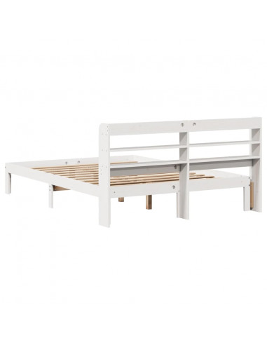 Giroletto con Testiera Bianco 150x200 cm Legno Massello di Pino