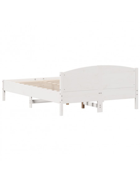 Giroletto con Testiera Bianco 150x200 cm Legno Massello di Pino