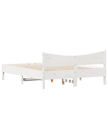 Giroletto con Testiera Bianco 150x200 cm Legno Massello di Pino