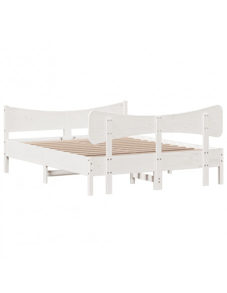 Giroletto con Testiera Bianco 150x200 cm Legno Massello di Pino