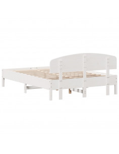 Giroletto con Testiera Bianco 150x200 cm Legno Massello di Pino