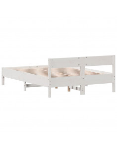 Giroletto con Testiera Bianco 150x200 cm Legno Massello di Pino