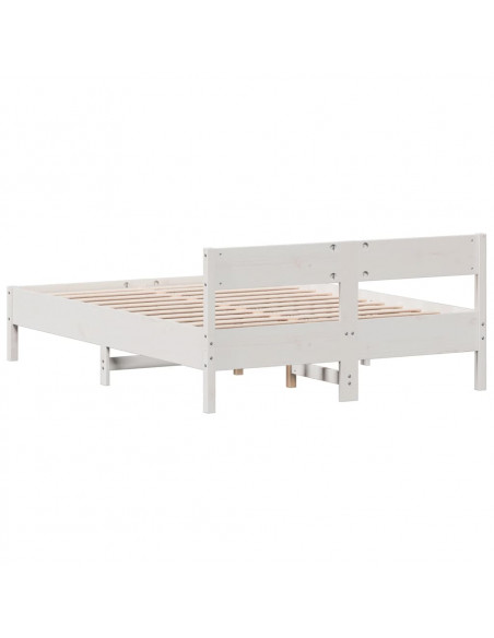 Giroletto con Testiera Bianco 150x200 cm Legno Massello di Pino