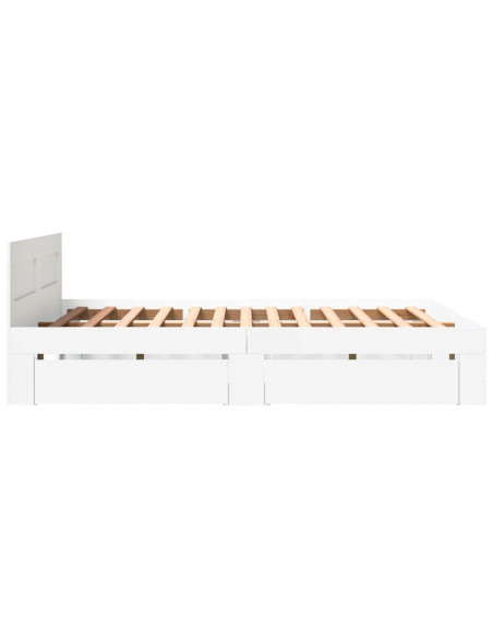 Giroletto con Testiera Bianco 160x200 cm in Legno Multistrato