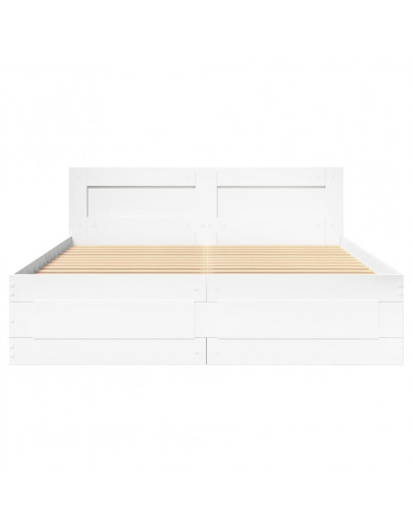 Giroletto con Testiera Bianco 140x190 cm in Legno Multistrato