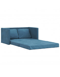 Divano Letto da Terra 2 in 1 Blu 122x204x55 cm Velluto 2