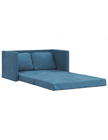Divano Letto da Terra 2 in 1 Blu 122x204x55 cm Velluto