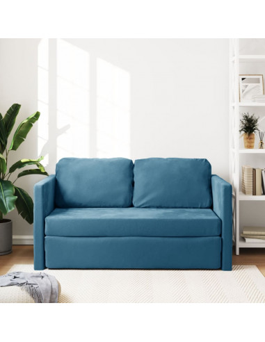 Divano Letto da Terra 2 in 1 Blu 122x204x55 cm Velluto