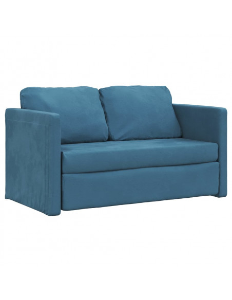 Divano Letto da Terra 2 in 1 Blu 122x204x55 cm Velluto