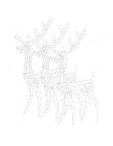 Decorazioni Natalizie Renne in Acrilico 3 pz 120cm Bianco Caldo